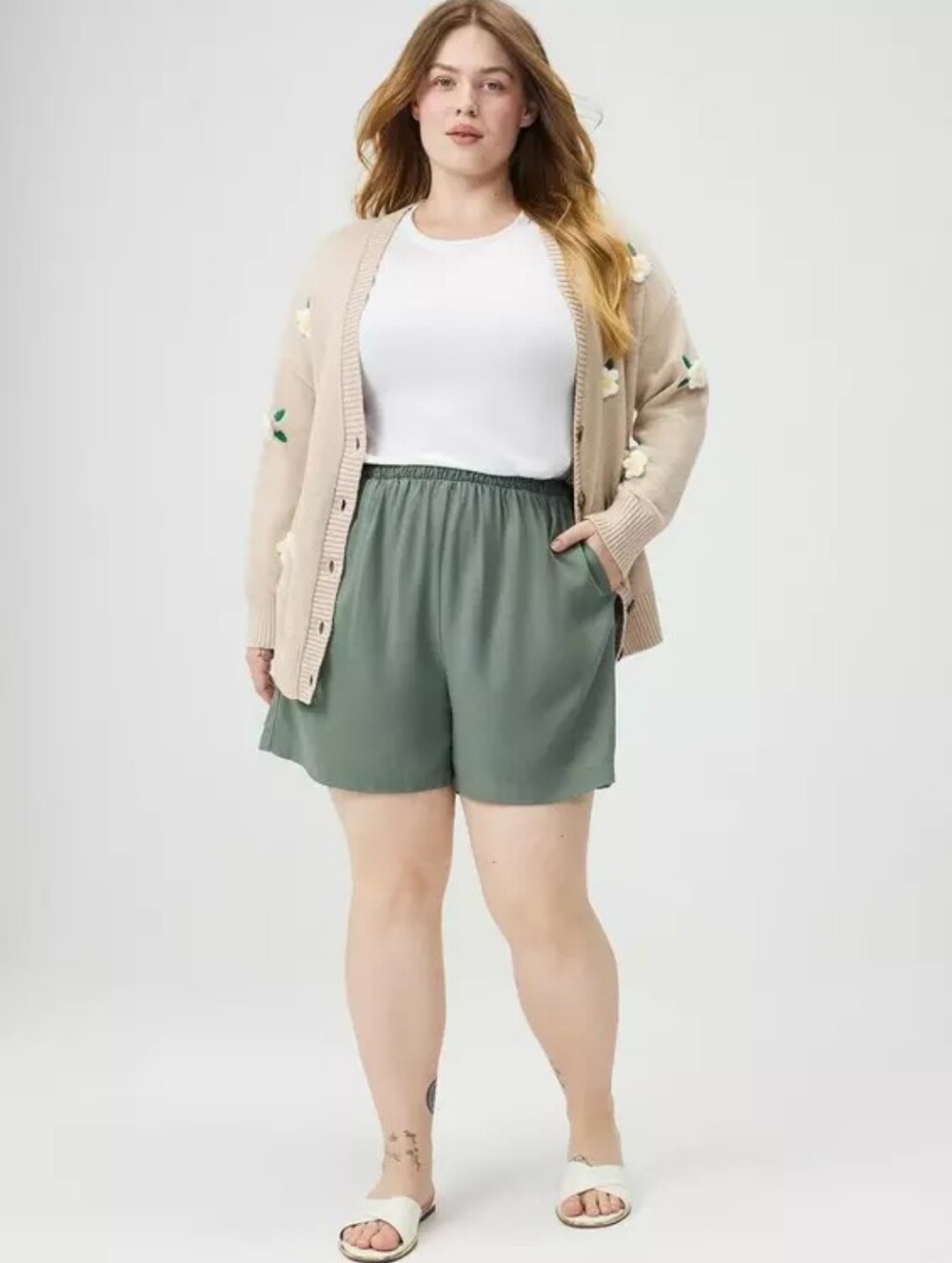 Torrid Green Pull-On Washable Challis Short Size 2X
